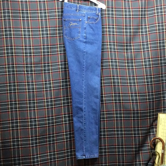 VTG GEIGER Blue Denim Straight Leg High Rise Zip Front 5 Pocket - Picture 9 of 9